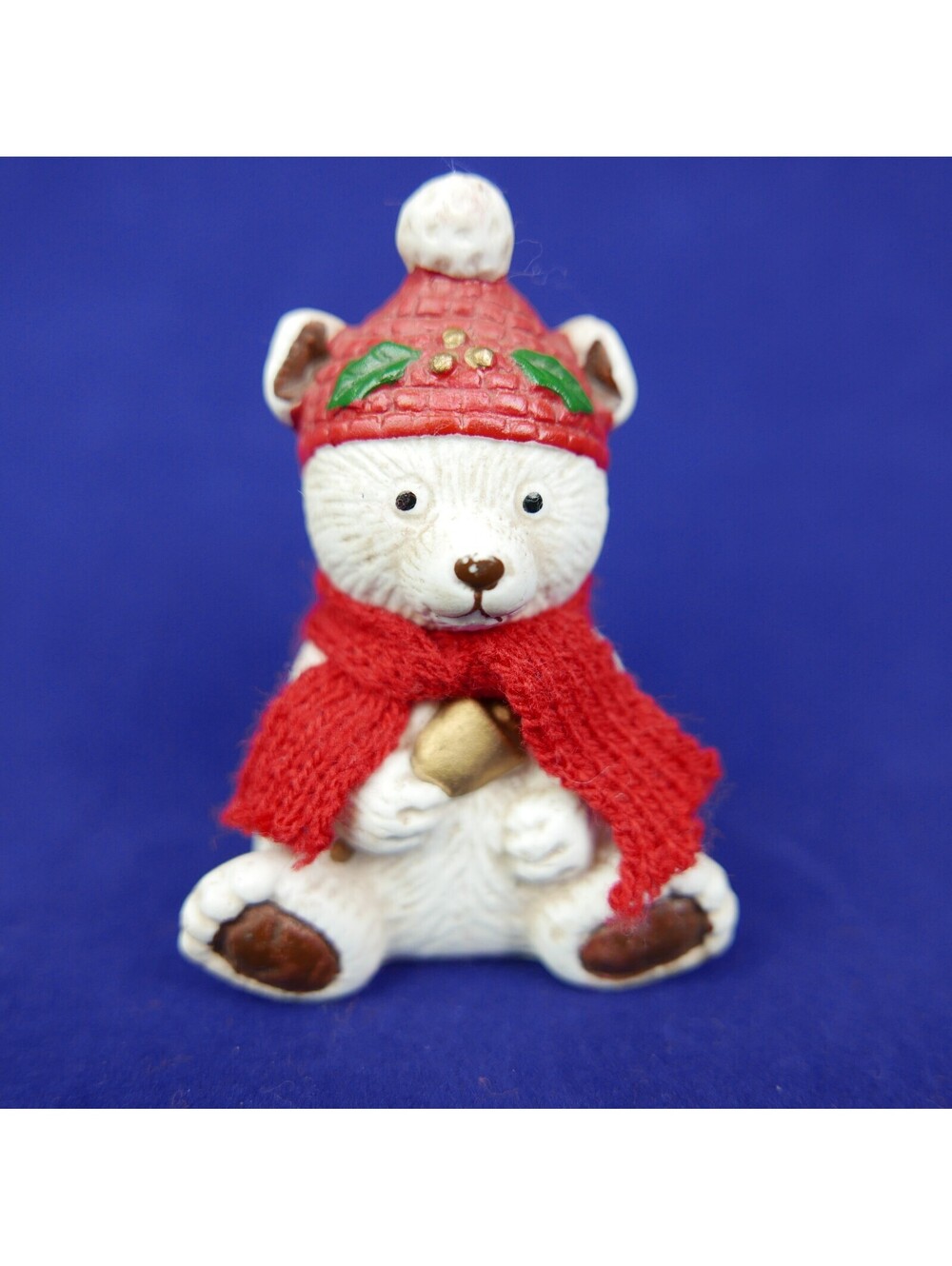 Vintage 1985 Jasco Lil Chimers Polar Bear Christmas Ornament Porcelain Bell 3"